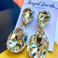 Oversized Teardrop Colourless Earrings With Austrian Crystal