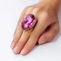 Rose Pink Solitaire Statement Cocktail Ring with 40mm Crystal
