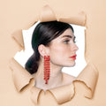 Fireopal Orange Crystal Waterfall Earrings