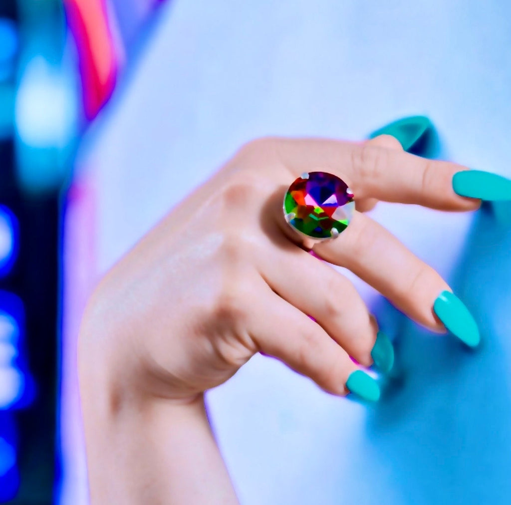 Vitrail Solitaire Statement Cocktail Ring with 27mm Crystal